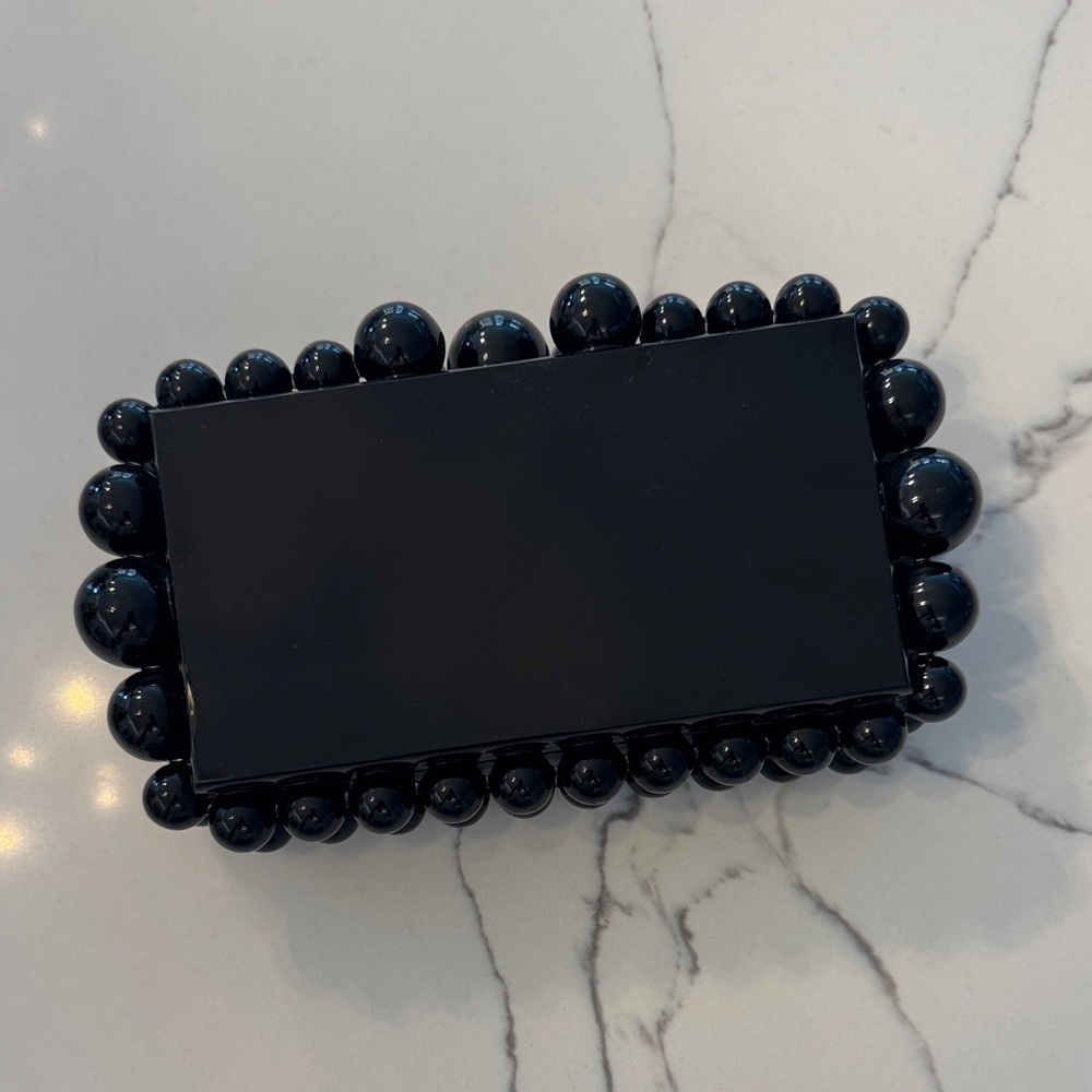 Acrylic Black Beaded Clutch